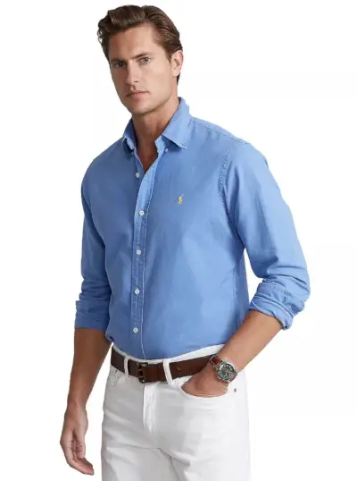 Preppy Aesthetic Style Hommes Polo Ralph Lauren Chemise Oxford teinte en vêtement coupe classique