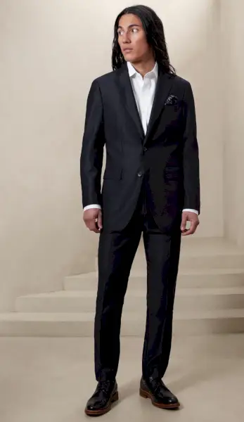 Costume Bleu Marine Signature Italien Hopsack Banana Republic