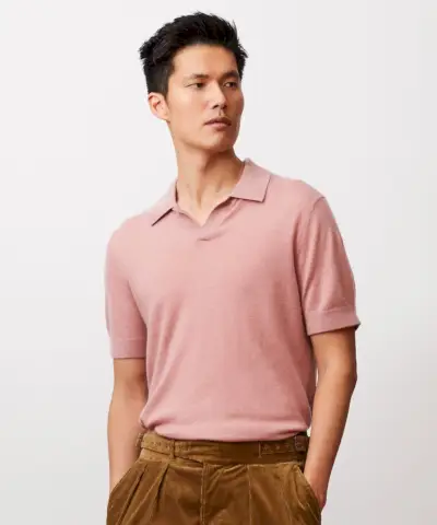 Polo Montauk en cachemire Todd Snyder Quartz rose
