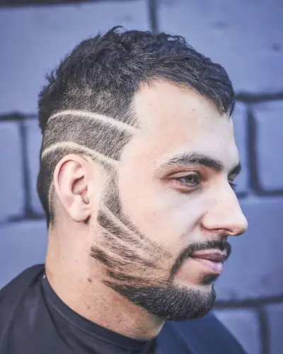 Hair and beard shaved design for men