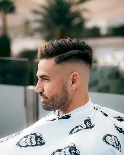 hipster hard part style with beard