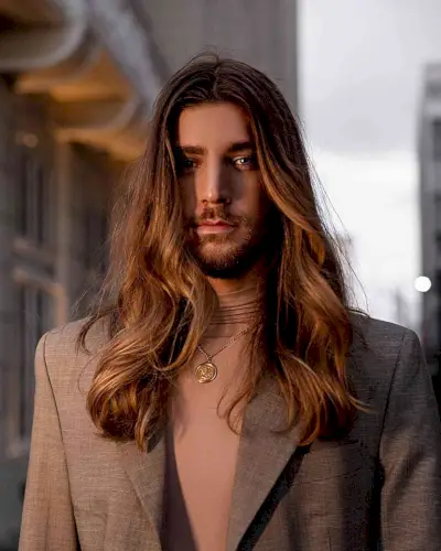 Parted Long Straight Hair