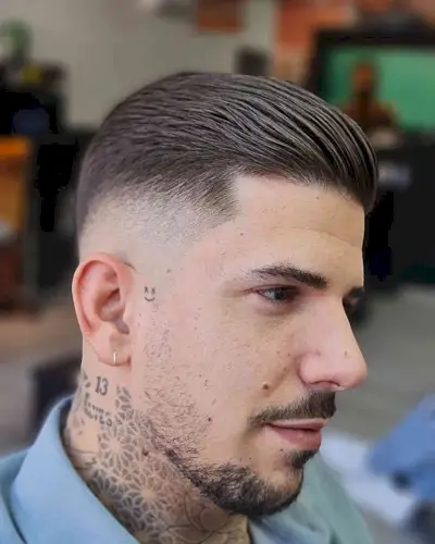 Slicked Back Bald Fade for Men