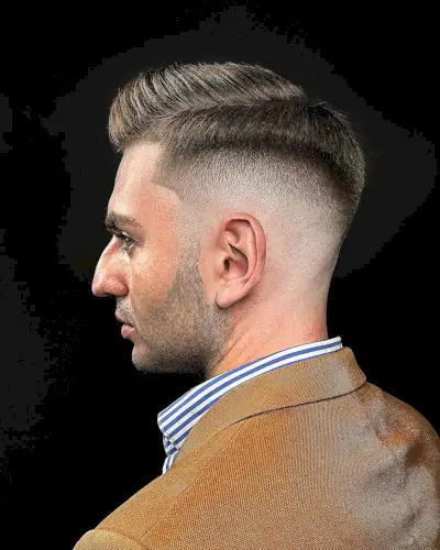 Classic Side-Parted Hair with a High Fade for Men