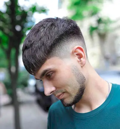 Highly Faded Edgar Cut for Men with thick hair