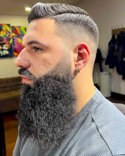 Stylish High Fade with a Beard and Mustache