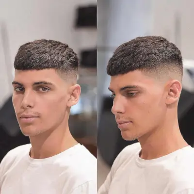 Thick Brunette High Faded Cut for Men