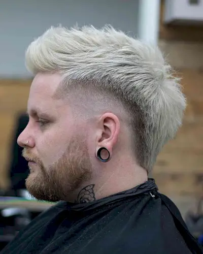 Highly Burst Faded with a Platinum Mohawk for Men