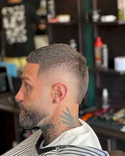 Burst Faded Buzzed Sides with Low Beard Fade for Gents