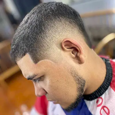 Buzz Cut and Burst Taper Fade with Sideburns on dudes