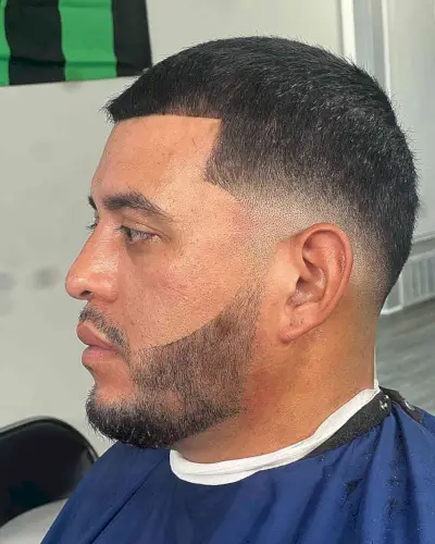 Beard Buzz Cut with Burst Drop Fade for Men