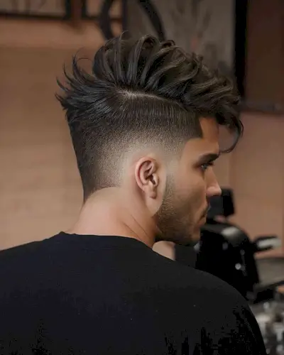 Low Burst Faded Side Part with Voluminous Top for Guys
