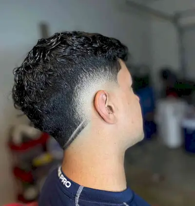 Textured Top with Short Low Burst Faded Sides and V-Cut Nape for Boys