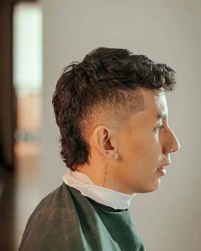 Short-to-Medium Mullet Burst Fade for Men
