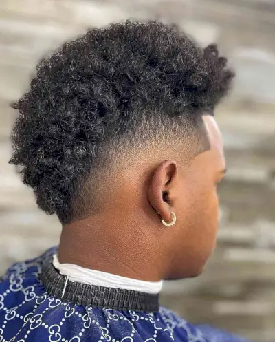 Short Afro Burst Fade Haircut for Black Men