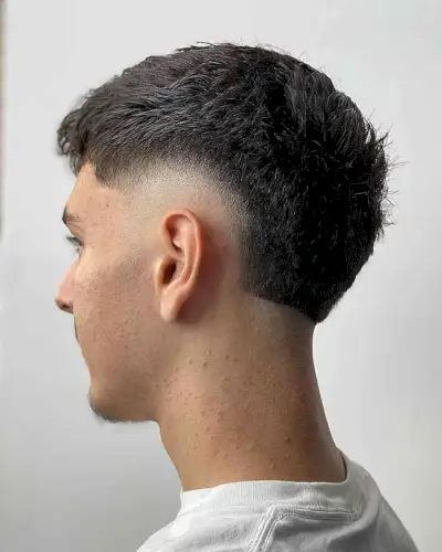 Textured Cropped Hair with Burst Fade on guys