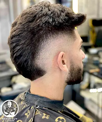 Razor Cut Burst Fade for Men with thick hair