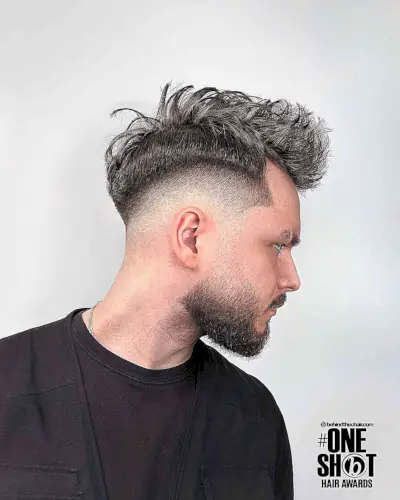 High Taper Fade with a Spiky Top for Men