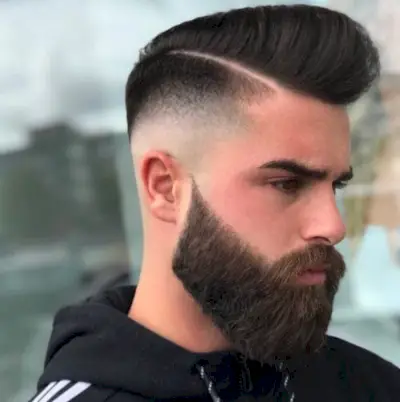 Hipster Side Part Undercut with Beard