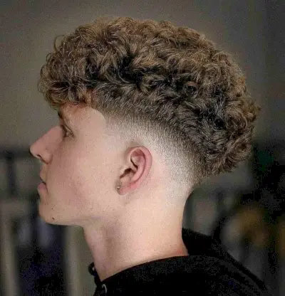 Mid Curly Skin Fade for Men