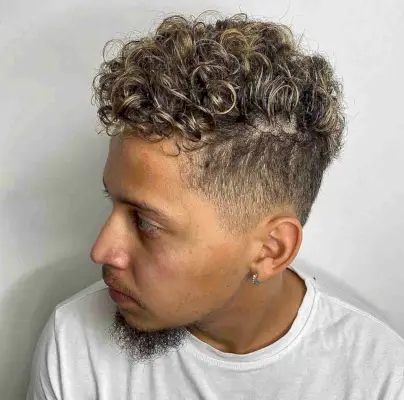 Faded Cut with Dimensional Curls for Guys