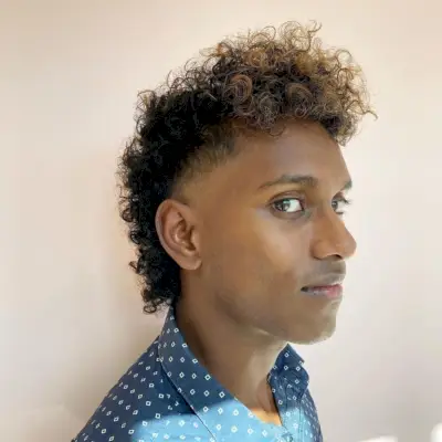 Modern curled mullet style