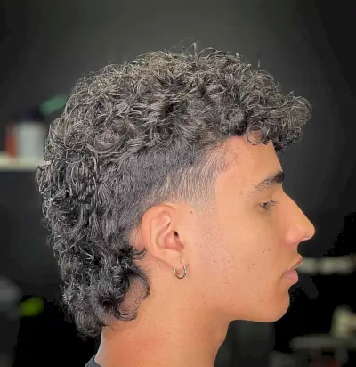 Faded Medium-Length Curly Hair for Guys