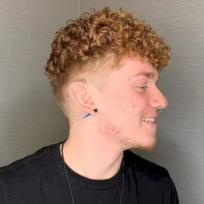 Old-School Fade on Tight Curls with Curly Fringe