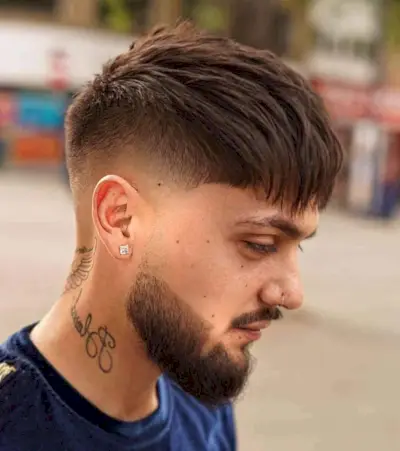 Long Edgar Cut with a Beard and Taper Fade