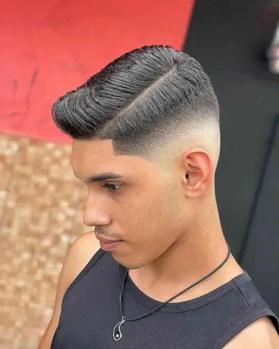 Bald Drop Skin Fade with Side Part
