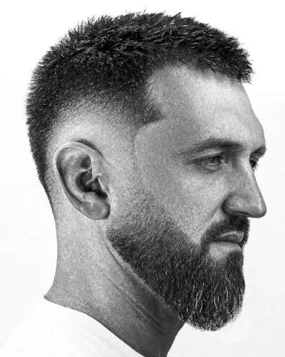 Mens Drop Fade with a Beard Fade