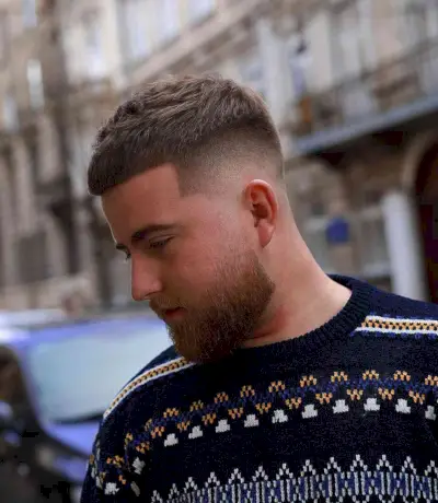 Dapper Caesar Cut with a Drop Fade