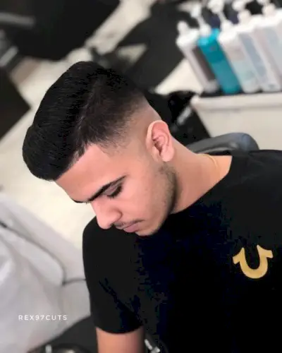 Comb Over Hairstyle with Drop Fade