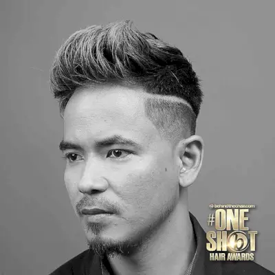 Quiff Faux Hawk Cut with Shaved Line on Men