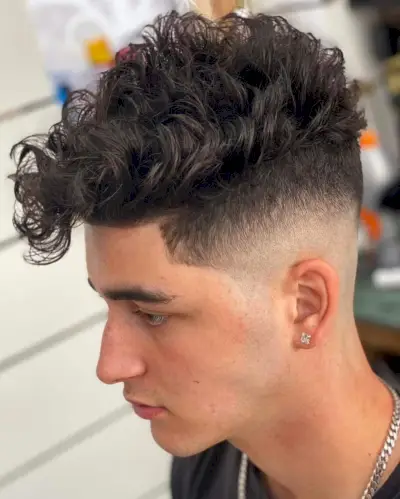 Messy and curly comb over hair