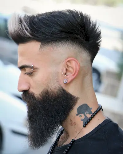 Pompadour Mohawk with Bald Fade