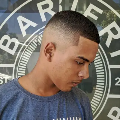Military burr haircut with Faded Sides