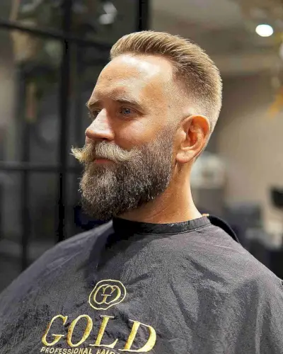Short Blonde Hair with a Faded Beard for Men