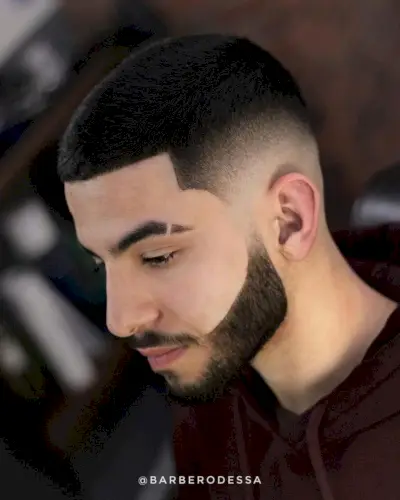 Low-Maintenance Buzz Cut with Beard Fade