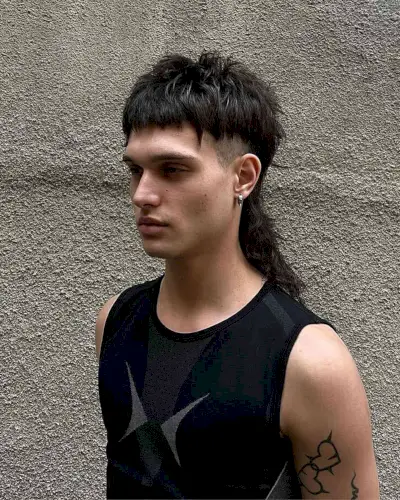 Long Mullet with Short Fringe and Short Side for Men