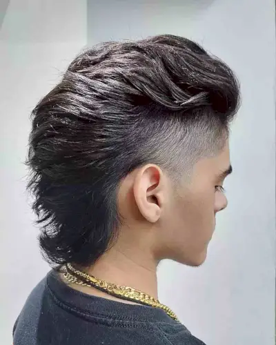 Medium Slicked Back Mullet on dudes