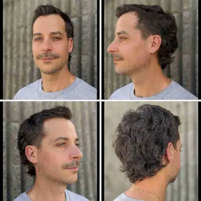 Wavy Tapered Mullet for mature men