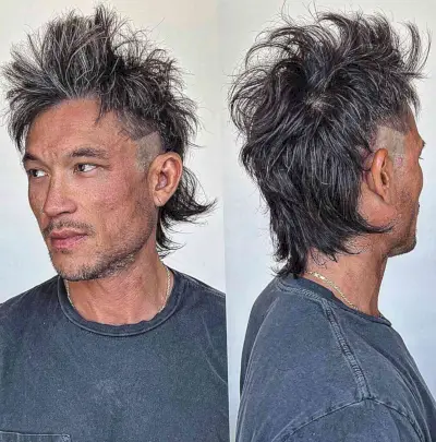 Spiky Mullet with Shaved Sides for Guys