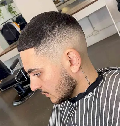 High Skin Fade on a Short Crew Cut