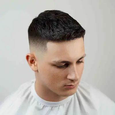 Short Skin Fade and Swept Forward Crew Cut for Men