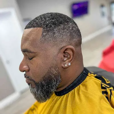 Short Waved Faded Cut with a Line-Up for Guys