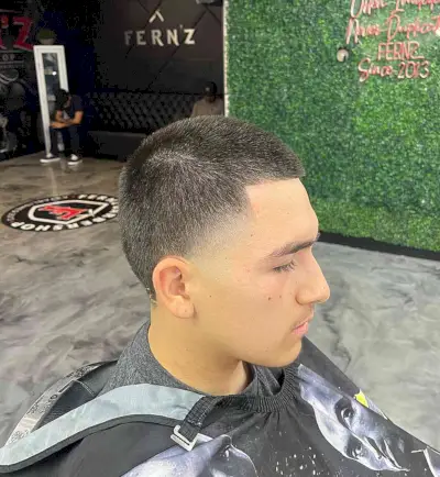 Buzz cut + temp fade for guys with thin hair