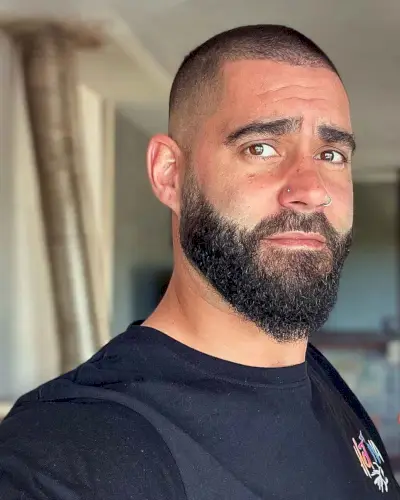 Faded buzz cut and beard for thick-haired men