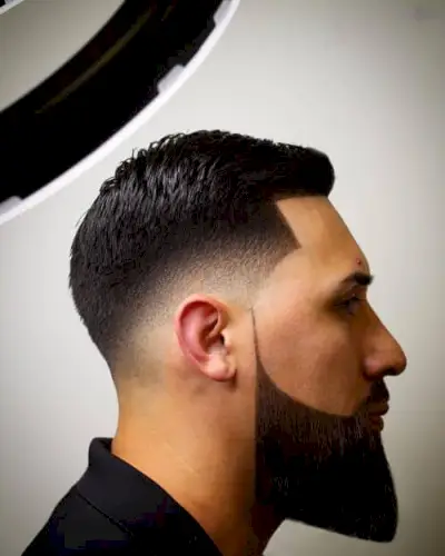 Fade undercut with beard and Rounded Layers