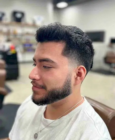 Ivy League Haircut and a Beard Fade and Low Taper Fade